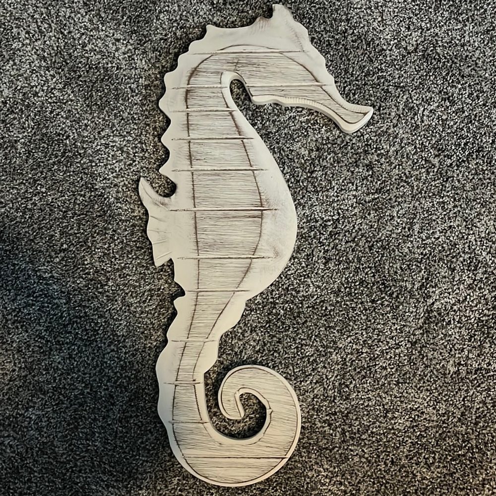 White seahorse wall decor!